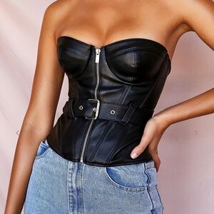 House of CB Black Strapless Corset Top